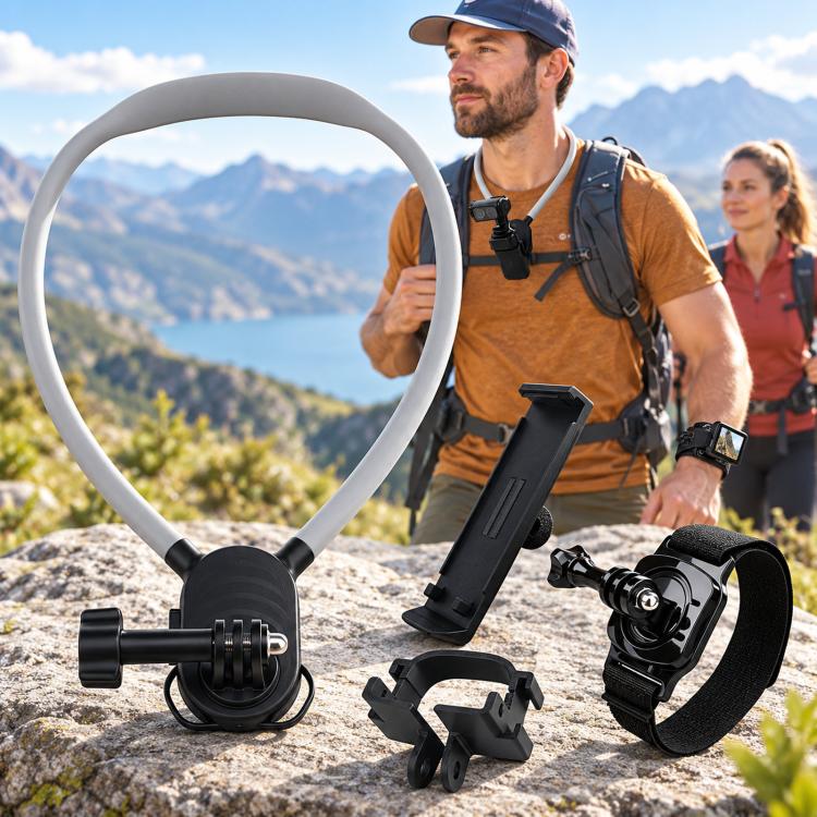 For Insta360 Luna Ultra Quick Release Neck Mount and Wrist Strap Kit Hands-Free Cycling POV Harness Bracket Set, Neck Mount and Wrist Strap Kit