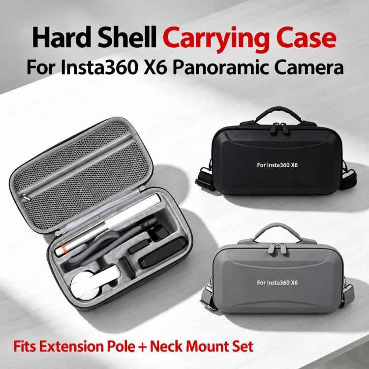 For Insta360 X6 Camera Kit Hard Shell Carrying Case Waterproof Travel Storage Bag with Shoulder Strap