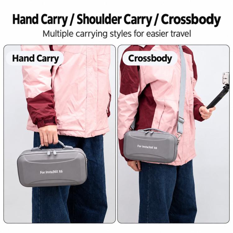 For Insta360 X6 Camera Kit Hard Shell Carrying Case Waterproof Travel Storage Bag with Shoulder Strap
