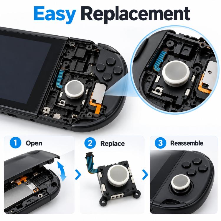 3D Analog Joystick Replacement Module For PS Vita 2000 Precision Controller Thumbstick Repair Part, Joystick White, Joystick Black