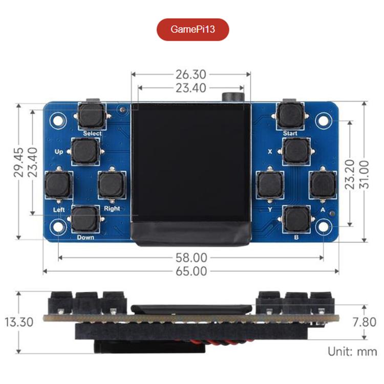 1.3 inch LCD Game Console For Raspberry Pi 240x240 Resolution Integrated ST7789 Driver Chip SPI Communication, WAVESHARE 29421, WAVESHARE 29422