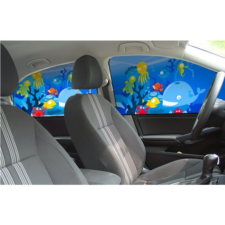 Car Cartoon Magnetic Sunshade Sunscreen Telescopic Collapsible Sunshield, Driving, Co-pilot, Rear Square