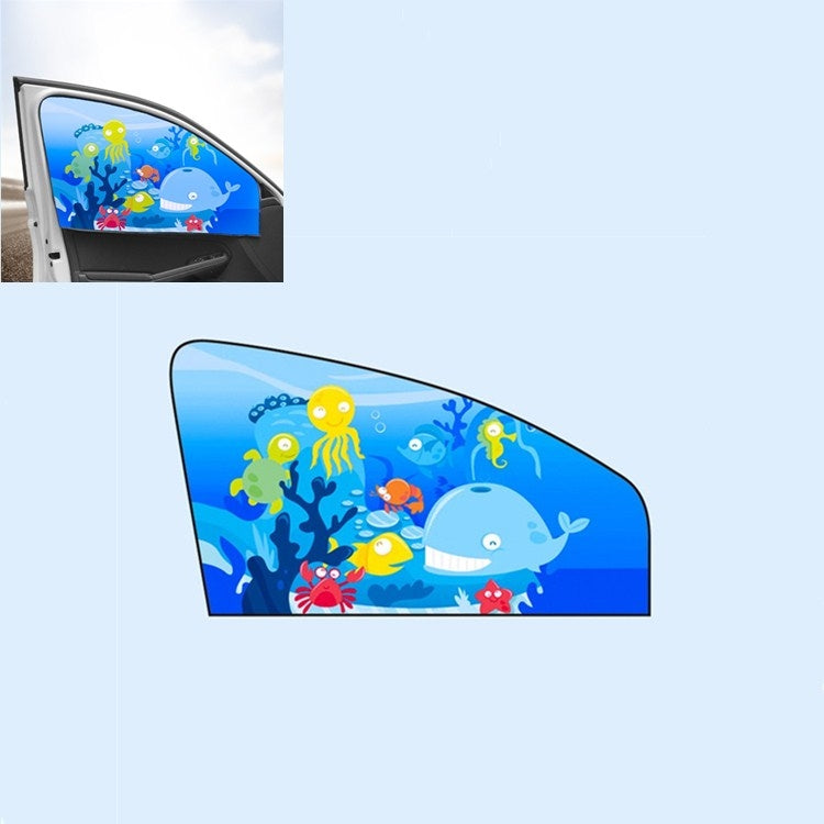 Car Cartoon Magnetic Sunshade Sunscreen Telescopic Collapsible Sunshield, Driving, Co-pilot, Rear Square