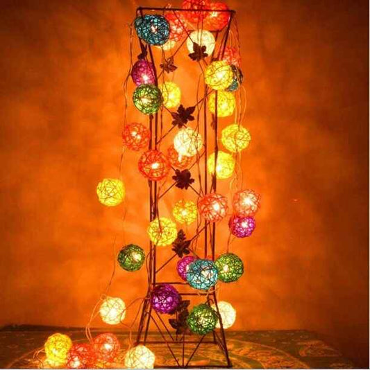 20 LEDs Rattan Balls Lights Fairy Holiday Christmas Outdoor LED Decorative Lamp, 4m Battery Style, 5m Plug-in Style