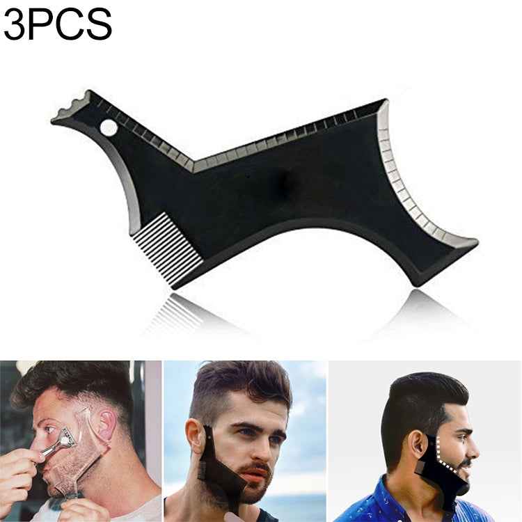 3 PCS Beard Styling Template Stencil Men Comb All-In-One Beard Shaping Tool, Beard Styling Black