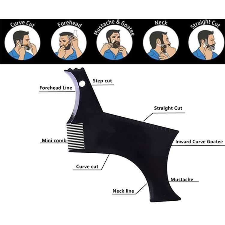 3 PCS Beard Styling Template Stencil Men Comb All-In-One Beard Shaping Tool, Beard Styling Black