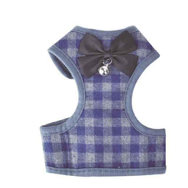 Adjustable Bow Plaid Vest Lead Pull Rope Leash for Cat Dog Pet, Red, Blue, Gray, Pink, Yellow