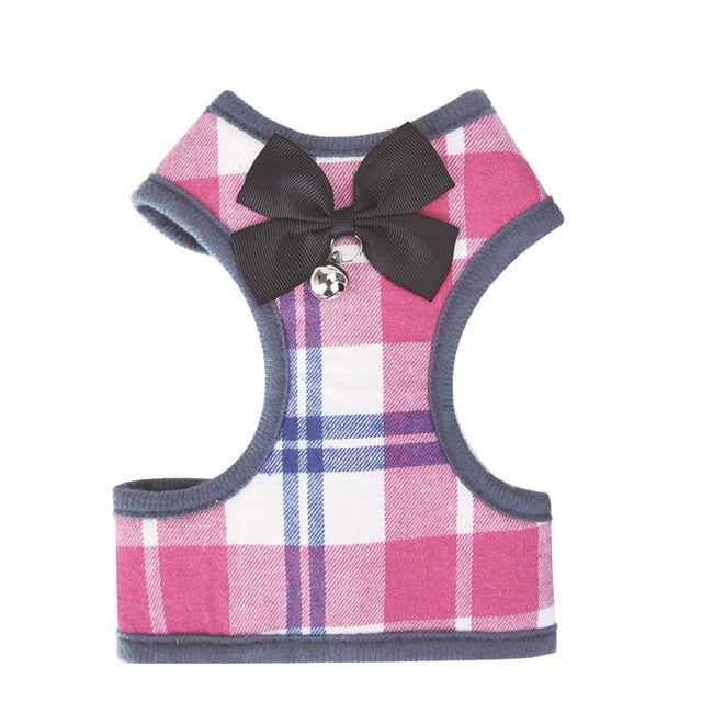 Adjustable Bow Plaid Vest Lead Pull Rope Leash for Cat Dog Pet, Red, Blue, Gray, Pink, Yellow