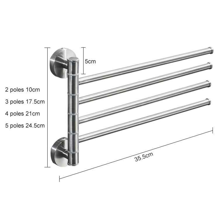 Stainless Steel Towel Bar Rotating Towel Rack Bathroom Kitchen Wall-mounted Towel Polished Rack Holder, Brushed Two Poles, Brushed Three Poles, Brushed Four Poles, Brushed Five Poles, Black Brushed Four Poles, Black Brushed Five Poles