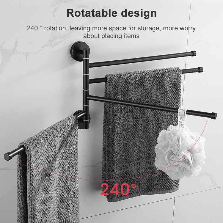 Stainless Steel Towel Bar Rotating Towel Rack Bathroom Kitchen Wall-mounted Towel Polished Rack Holder, Brushed Two Poles, Brushed Three Poles, Brushed Four Poles, Brushed Five Poles, Black Brushed Four Poles, Black Brushed Five Poles