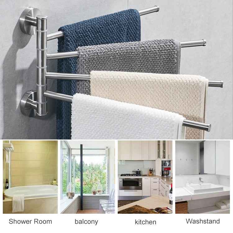Stainless Steel Towel Bar Rotating Towel Rack Bathroom Kitchen Wall-mounted Towel Polished Rack Holder, Brushed Two Poles, Brushed Three Poles, Brushed Four Poles, Brushed Five Poles, Black Brushed Four Poles, Black Brushed Five Poles