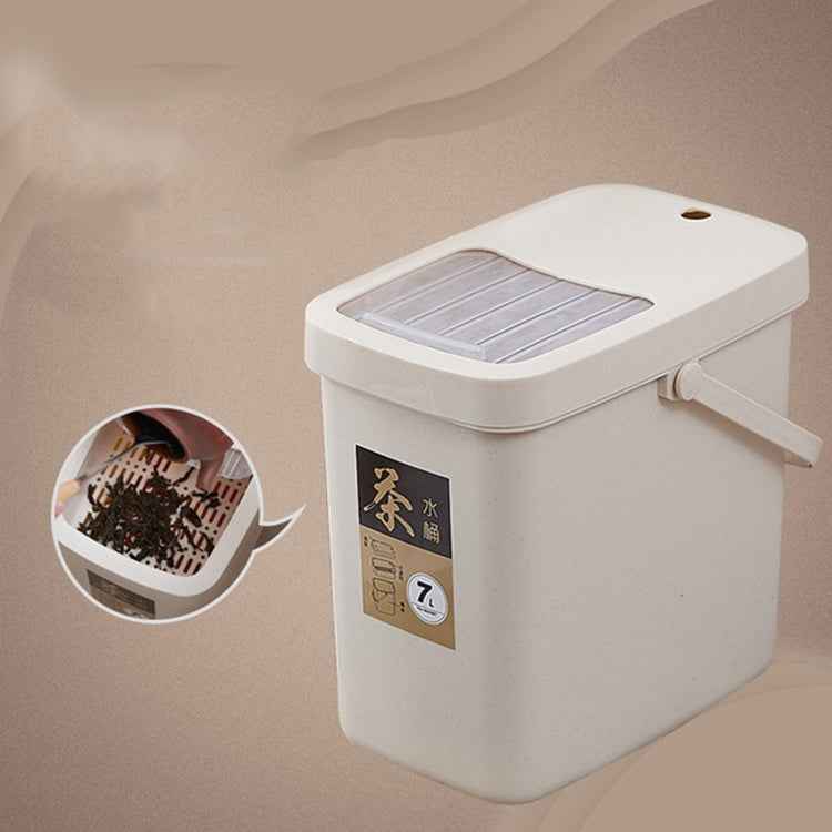 Office Plastic Tea Residue Bucket Tea Waste Bucket Push Lid Portable Trash Can, 7L, 10L