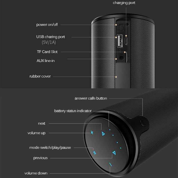 ZEALOT S8 3D Stereo Bluetooth Speaker Wireless Subwoofer Column Portable Touch Control AUX TF Card Playback Handsfree with Mic
