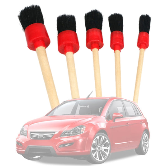 5 Pcs Car Detailing Brush Cleaning Natural Boar Hair Brushes Auto Detail Tools Products Wheels Dashboard, 5 in 1 Black, 5 in 1 White, 5 in 1 Random Color Delivery