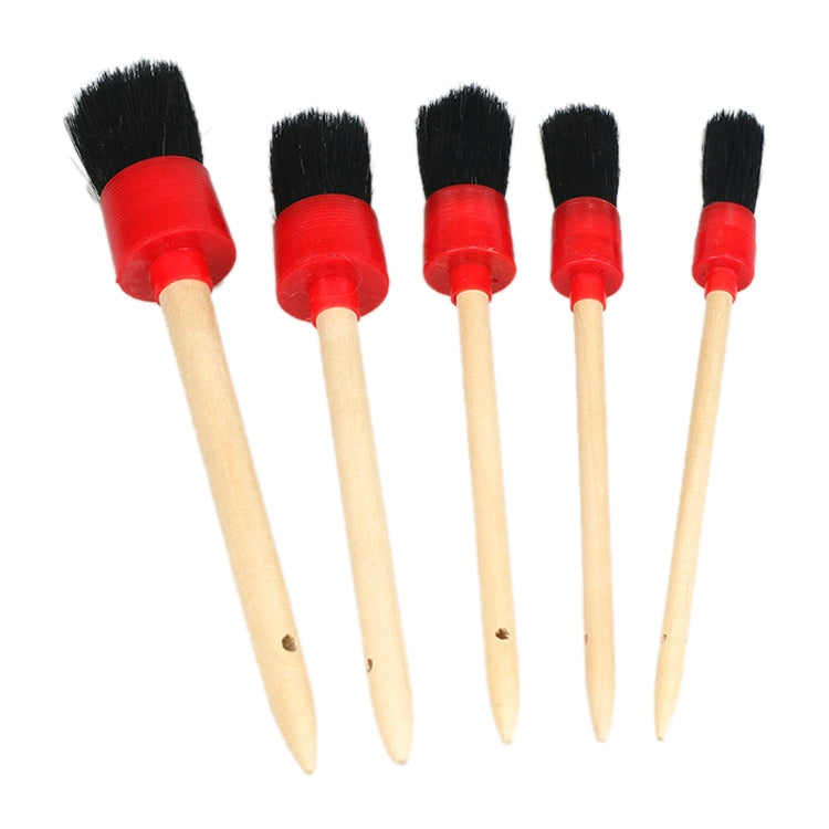 5 Pcs Car Detailing Brush Cleaning Natural Boar Hair Brushes Auto Detail Tools Products Wheels Dashboard, 5 in 1 Black, 5 in 1 White, 5 in 1 Random Color Delivery