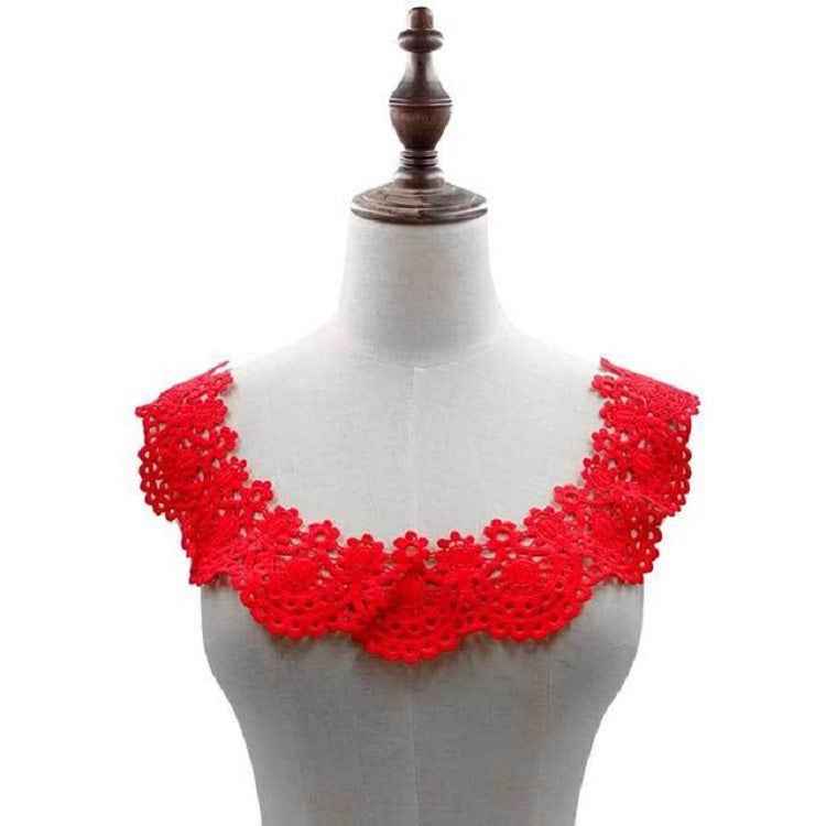 Milk Silk Lace Embroidered Collar Hollow Fake Collar DIY Clothing Accessories, Size: about 32 x 26cm, Red, Red Wine, Blue, Beige, Purple Pink, Black, White