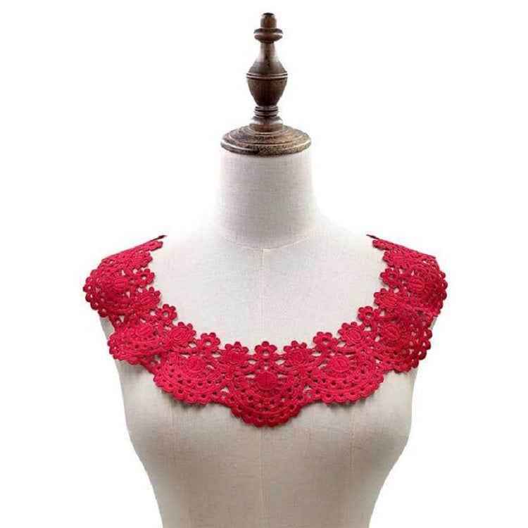Milk Silk Lace Embroidered Collar Hollow Fake Collar DIY Clothing Accessories, Size: about 32 x 26cm, Red, Red Wine, Blue, Beige, Purple Pink, Black, White