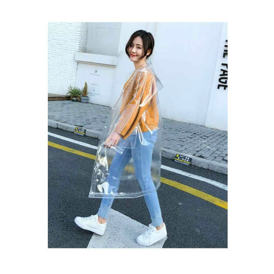 Stylish Portable Outdoor Transparent EVA Raincoat, M, L, XL
