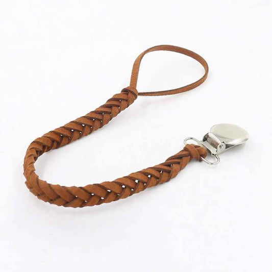 3 PCS Baby Pacifier Chain Leather Woven Anti-off Chain