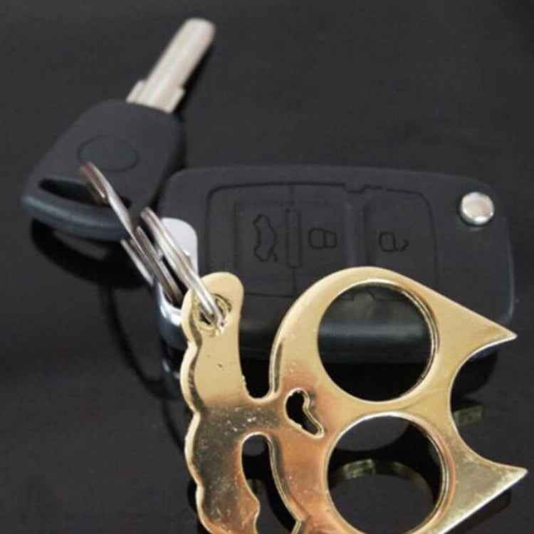 5 PCS Kitty Outdoor Metal Self-defense Keychain Outdoor Self-defense Window Breaking Tool, Cat Shape(Gold), Cat Shape(Black)