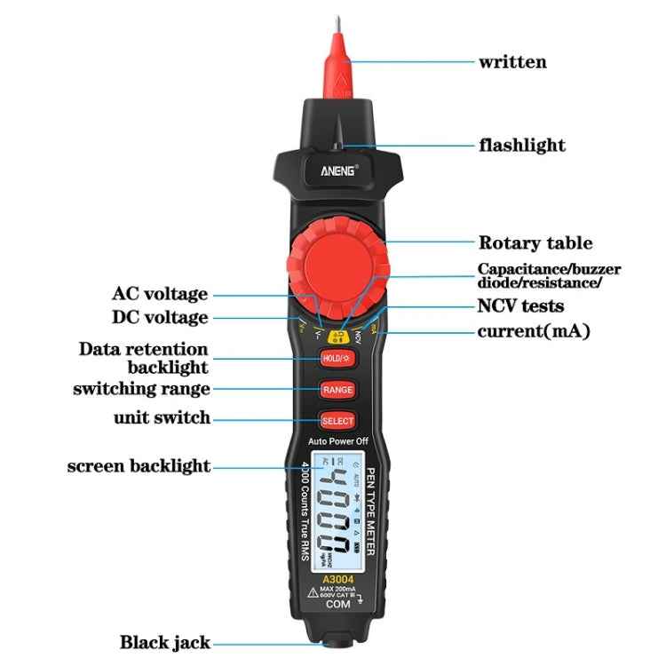 ANENG A3004 Multi-Function Pen-Type High-Precision Smart Multimeter, A3004
