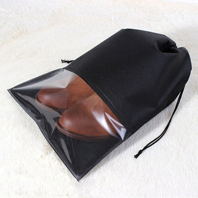 10 PCS Waterproof Shoes Storage Bag Pouch Portable Travel Organizer Drawstring Bag Cover Non-Woven Organizer, 32x44cm, 27x36cm