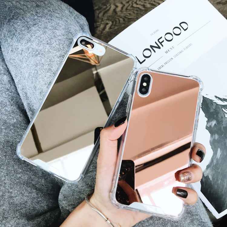For iPhone XR Luxury Plating Mirror Acrylic TPU Case