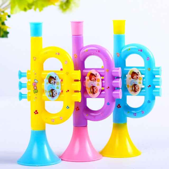 3 PCS Cute Cartoon Plastic Trumpet Children Music Toy, Random Color Delivery