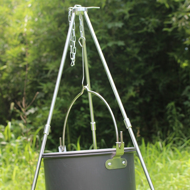 Outdoor Camping Cooking Tripod Hanging Pot Durable Portable Bonfire Tripod