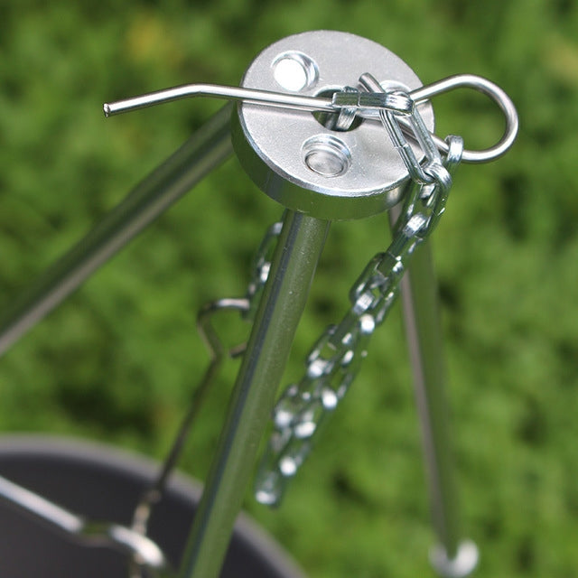Outdoor Camping Cooking Tripod Hanging Pot Durable Portable Bonfire Tripod