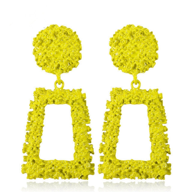 Exaggerated Scrub Geometric Earrings Trapezoidal Long Metal Earrings