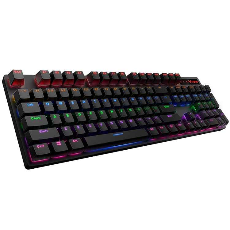 Rapoo V500 PRO Mixed Light 104 Keys Desktop Laptop Computer Game Esports Office Home Typing Wired Mechanical Keyboard, Black Shaft, Green Shaft, Tea Shaft, Red Shaft