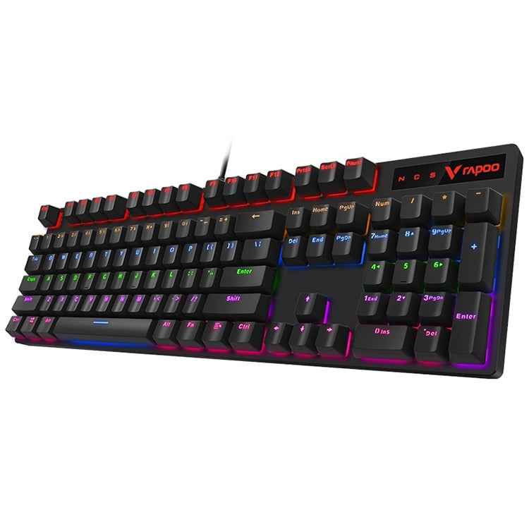 Rapoo V500 PRO Mixed Light 104 Keys Desktop Laptop Computer Game Esports Office Home Typing Wired Mechanical Keyboard, Black Shaft, Green Shaft, Tea Shaft, Red Shaft