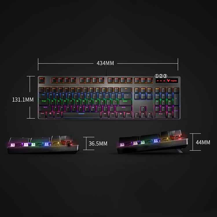 Rapoo V500 PRO Mixed Light 104 Keys Desktop Laptop Computer Game Esports Office Home Typing Wired Mechanical Keyboard, Black Shaft, Green Shaft, Tea Shaft, Red Shaft