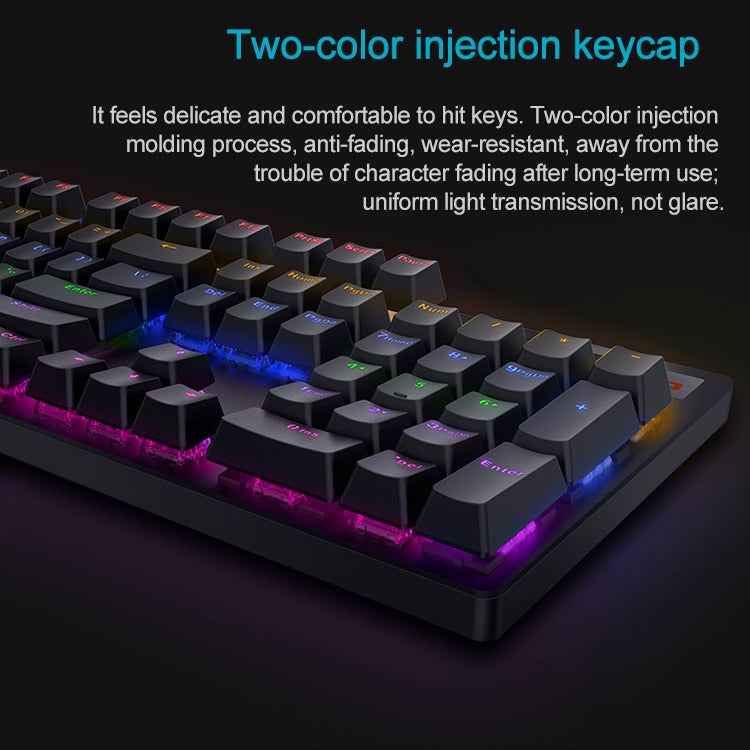 Rapoo V500 PRO Mixed Light 104 Keys Desktop Laptop Computer Game Esports Office Home Typing Wired Mechanical Keyboard, Black Shaft, Green Shaft, Tea Shaft, Red Shaft
