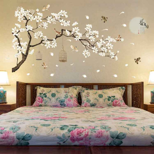 2 PCS/Set DIY Tree Birds Flower Home Decor Wall Stickers, Tree Birds Flower