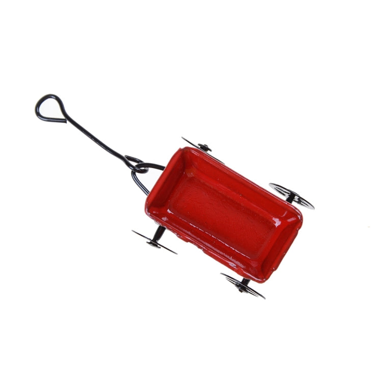 1:12 Mini Cute Dollhouse Miniature Metal Red Small Pulling Cart Garden Furniture Accessorie Toy For Home Decor Gift