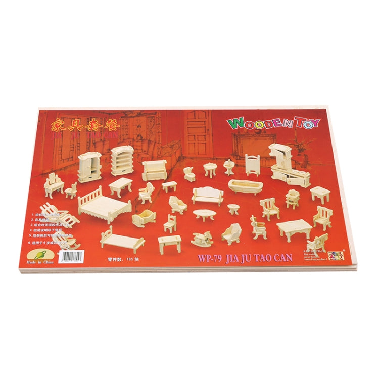 Miniature Doll Furniture 3D Wooden Puzzle DIY Architectural Model Children's Toys Gifts