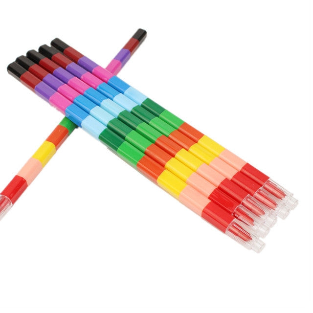 6pcs Creative Building Blocks Crayons Children 12 Colors Drawing Educational Toys