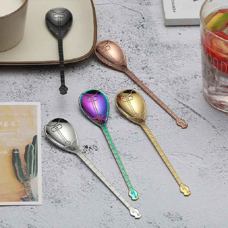 Stainless Steel Coffee Mixing Spoon Creative Musical Instrument Shape Spoon, Guitar Silver, Octagonal Silver, Lute Silver, Yueqin Silver, Guitar Titanium Gold, Octagonal Titanium Gold, Lute Titanium Gold, Yueqin Titanium Gold, Guitar Rose Gold         ...
