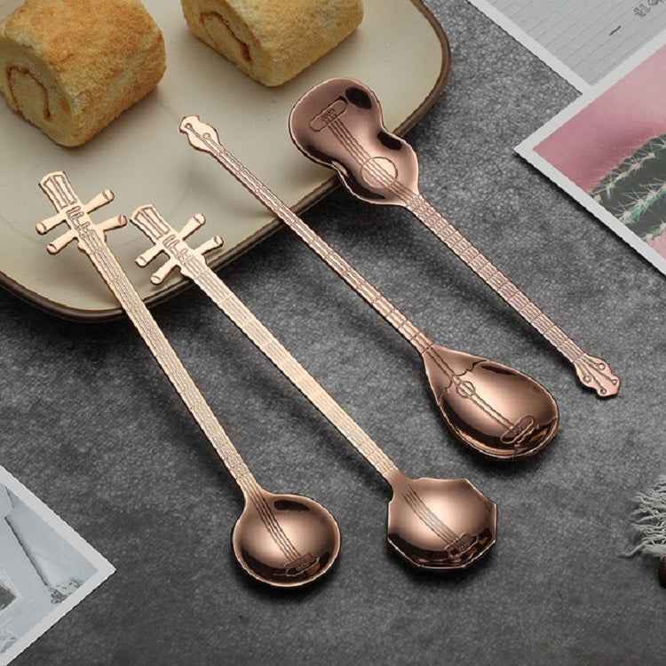 Stainless Steel Coffee Mixing Spoon Creative Musical Instrument Shape Spoon, Guitar Silver, Octagonal Silver, Lute Silver, Yueqin Silver, Guitar Titanium Gold, Octagonal Titanium Gold, Lute Titanium Gold, Yueqin Titanium Gold, Guitar Rose Gold         ...