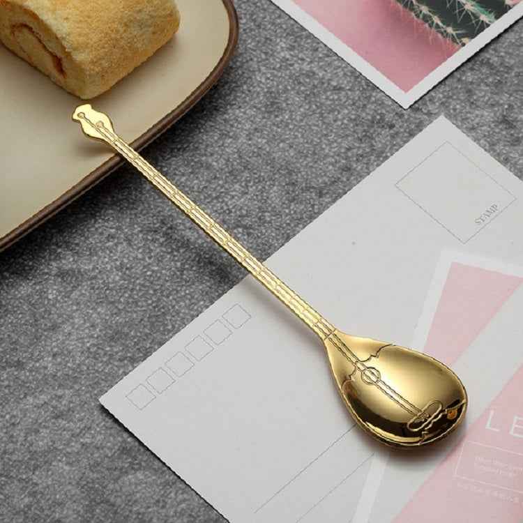 Stainless Steel Coffee Mixing Spoon Creative Musical Instrument Shape Spoon, Guitar Silver, Octagonal Silver, Lute Silver, Yueqin Silver, Guitar Titanium Gold, Octagonal Titanium Gold, Lute Titanium Gold, Yueqin Titanium Gold, Guitar Rose Gold         ...