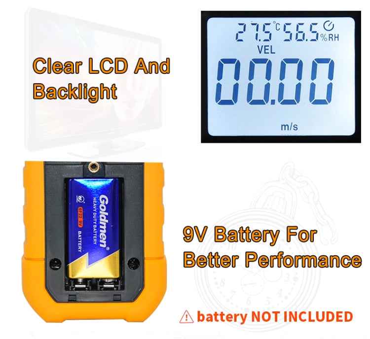 PEAKMETER High-precision Digital Display Wind Speed Air Volume Measuring Instrument, MS6252A Wind Speed, Air Volume, MS6252B Temperature, Humidity, USB