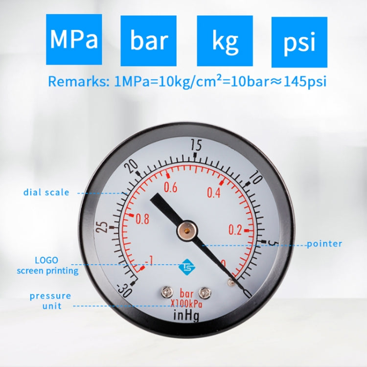 Double Scale Vacuum Mini Shockproof Pressure Gauge, Pressure Gauge