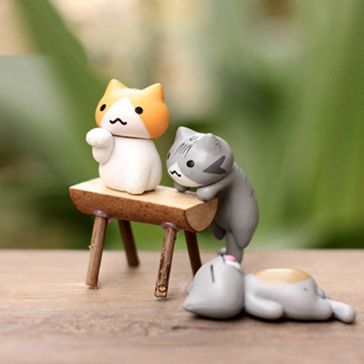 2 Sets Fleshy Flower Pot Moss Micro Landscape Doll Cute Cat Decoration Doll Cake DIY Assembly Ornaments