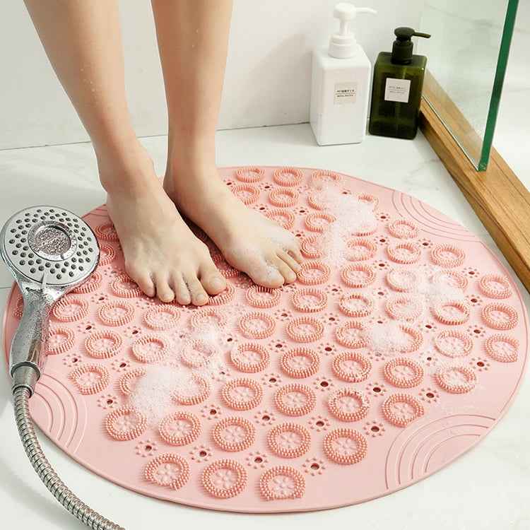 Bathroom Anti-slip Round Mat Suction Cup Massage Foot Pad