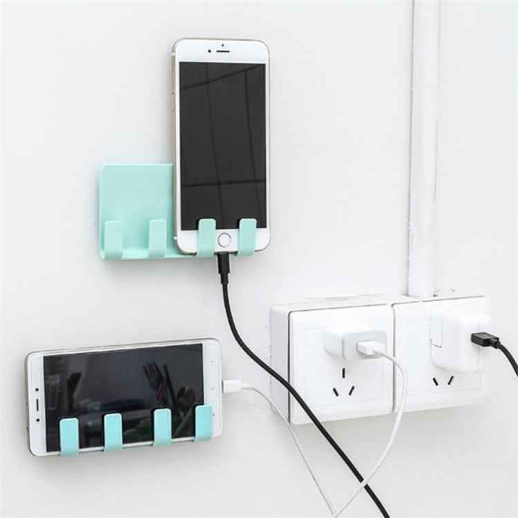 Practical Wall Sticking Phone Charging Holder Socket Strong Sticky Adhesive Sopport Rack Shelf With Hooks