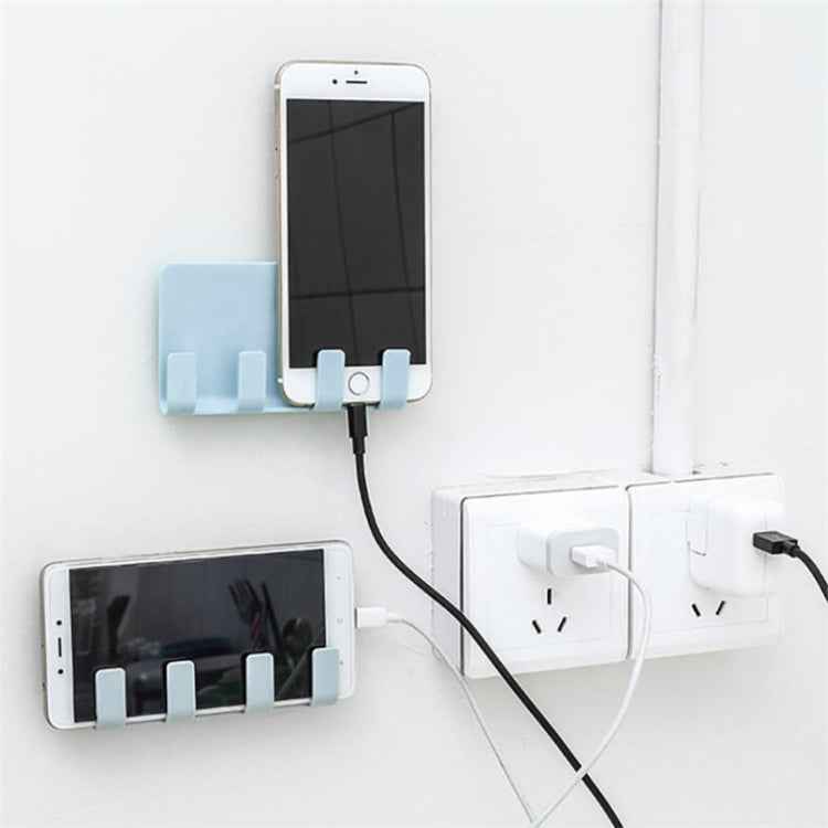 Practical Wall Sticking Phone Charging Holder Socket Strong Sticky Adhesive Sopport Rack Shelf With Hooks