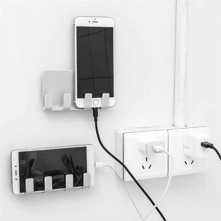 Practical Wall Sticking Phone Charging Holder Socket Strong Sticky Adhesive Sopport Rack Shelf With Hooks