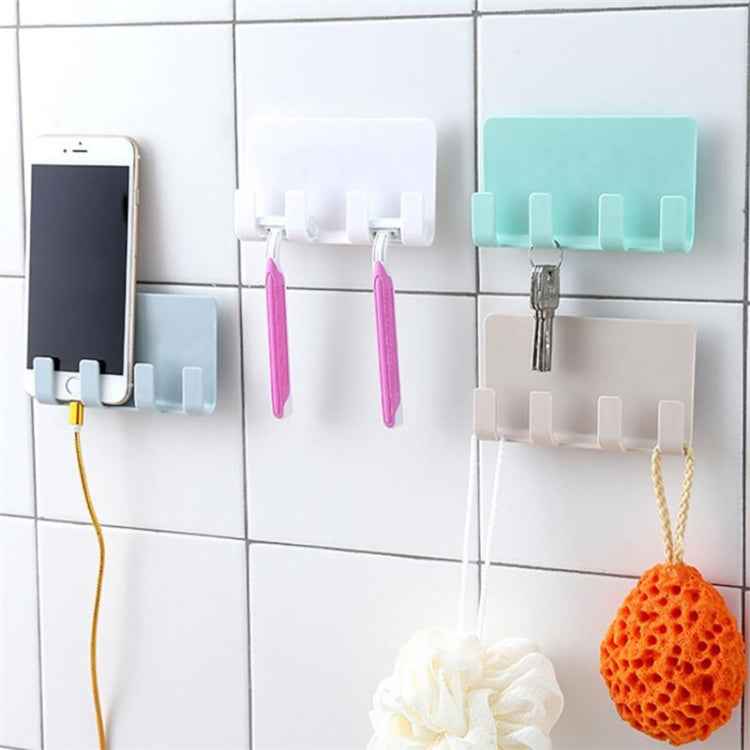 Practical Wall Sticking Phone Charging Holder Socket Strong Sticky Adhesive Sopport Rack Shelf With Hooks